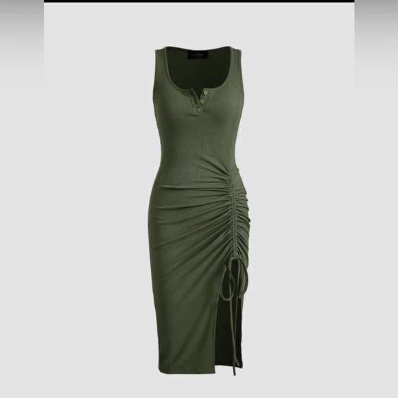 Cider Dresses Nwt Ribbed Button Drawstring Midi Dress Poshmark